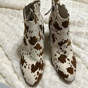 Cow print boots